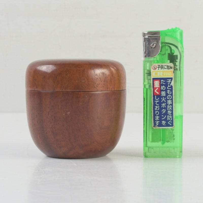 茶道具　天然木　無垢彫　棗　時代箱付　V　9311