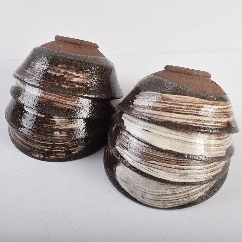 茶道具　兎月窯　杉浦芳樹　刷毛目　数茶碗　八客　時代箱付　V　R9419B