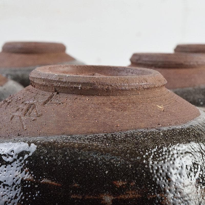 茶道具　兎月窯　杉浦芳樹　刷毛目　数茶碗　八客　時代箱付　V　R9419B