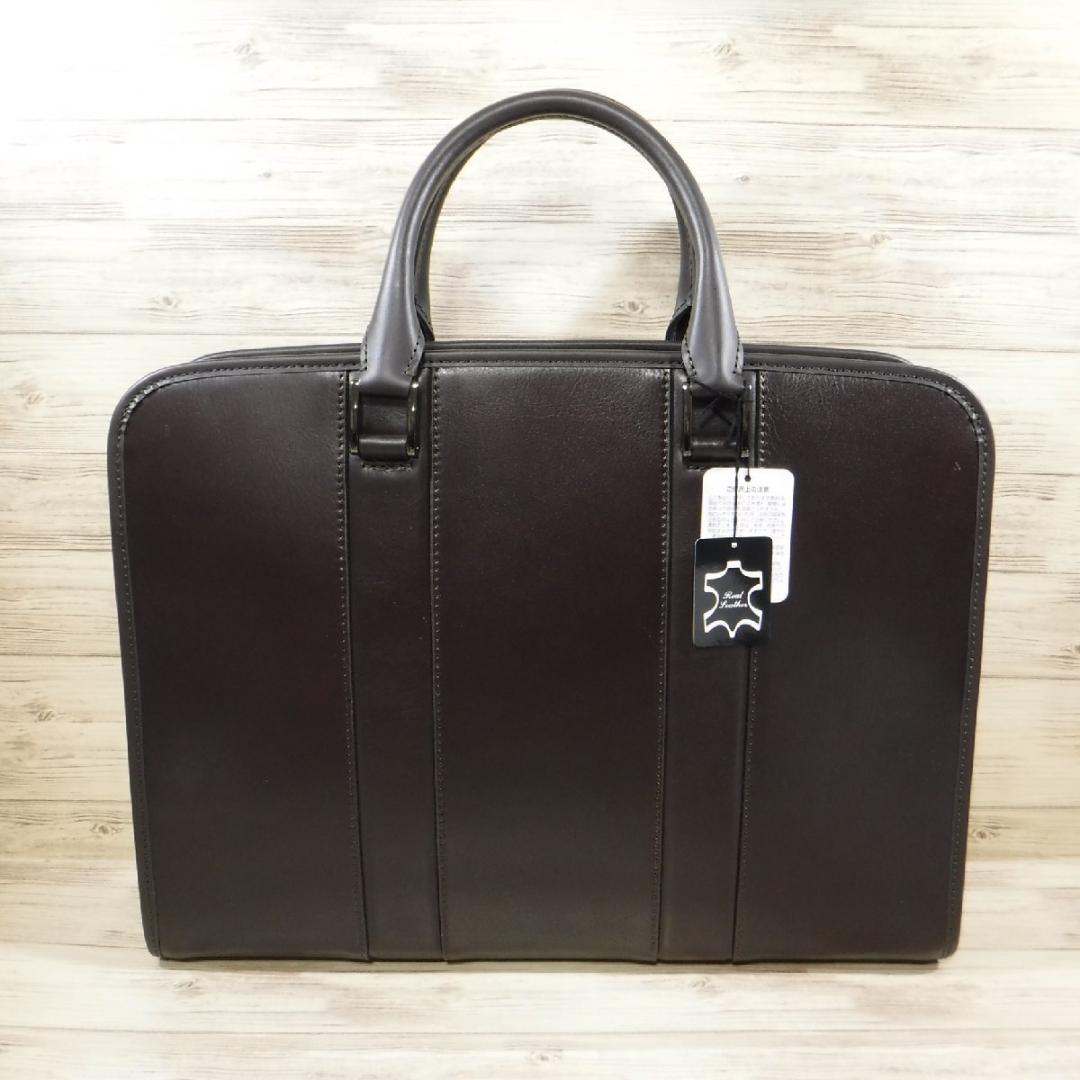タケオキクチ 定価5万3900円 2WAY レザー ビジネスバッグ 牛革 濃茶