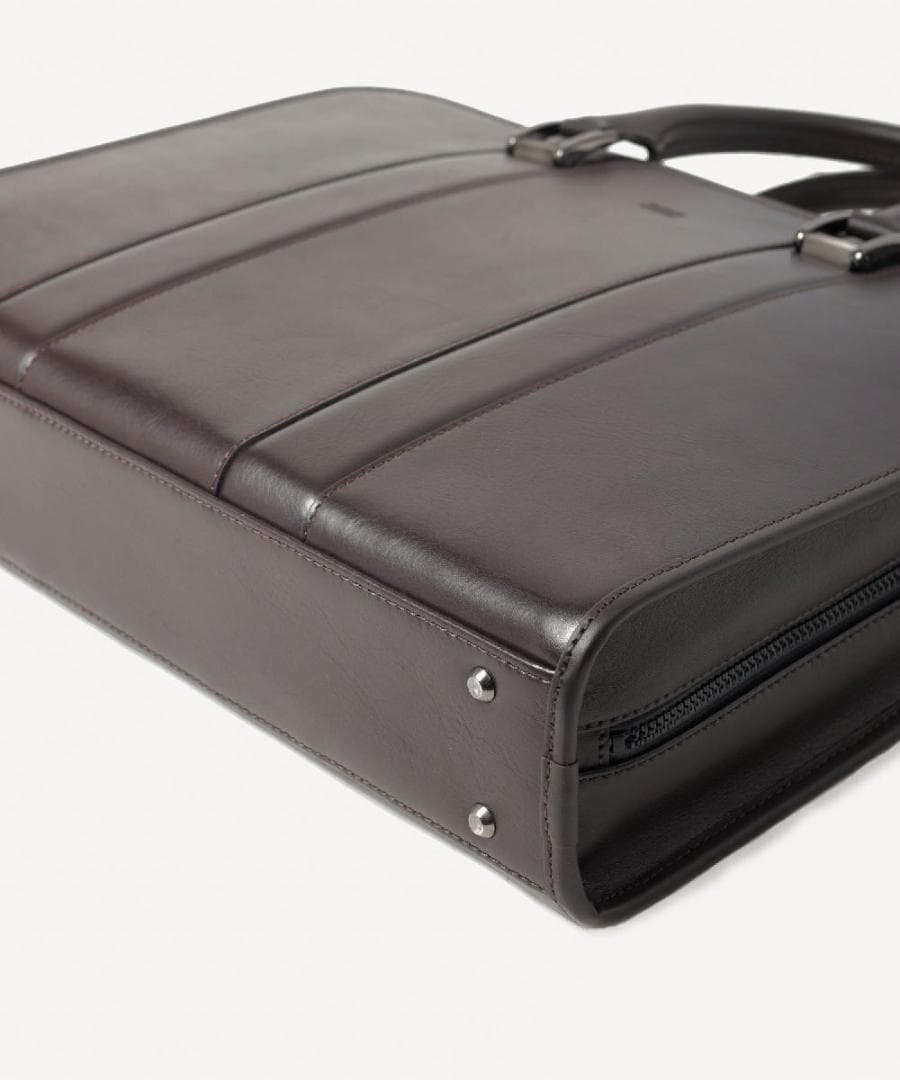 タケオキクチ 定価5万3900円 2WAY レザー ビジネスバッグ 牛革 濃茶