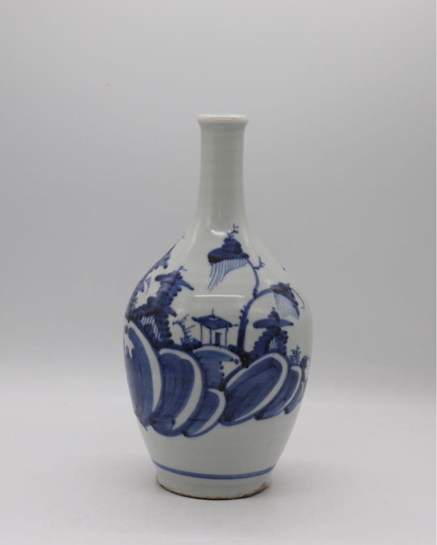 染付　山水亭閣紋瓶　送料込み0329