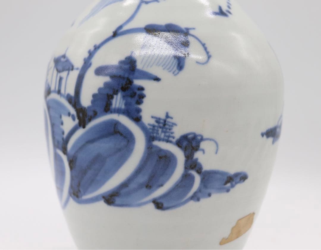 染付　山水亭閣紋瓶　送料込み0329