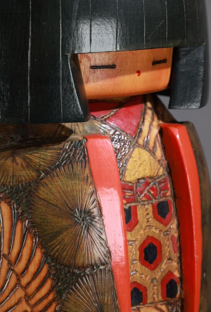 BE978　小林伊之助作 『 夕月 』　木彫　創作こけし　高さ35.5㎝