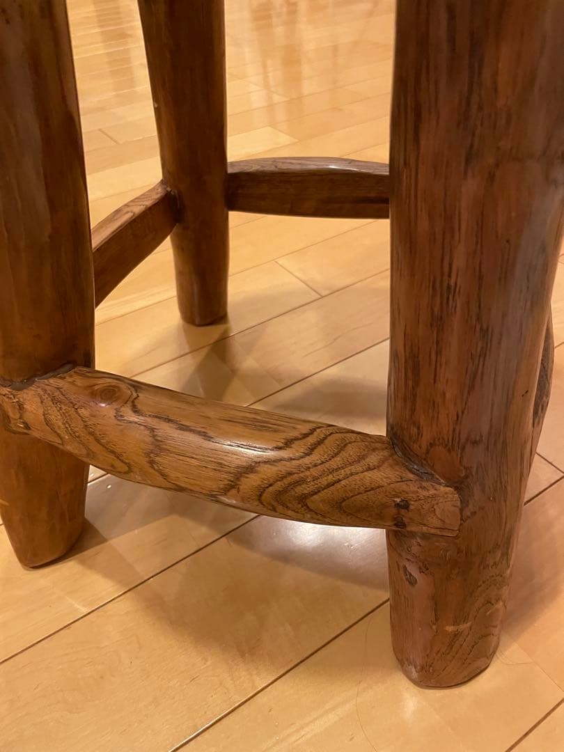 木製円形スツール 4本脚 ハンドメイド