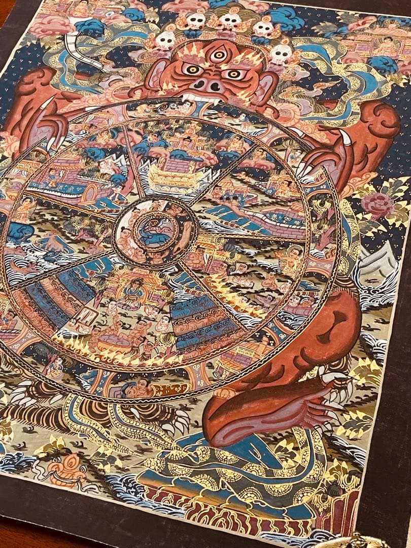 チベット密教 手描き曼荼羅（マンダラ）タンカ【新品・一点物】肉筆画 D3