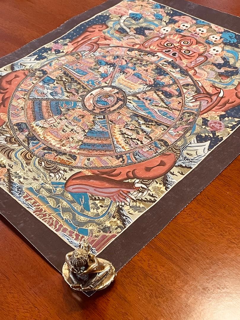 チベット密教 手描き曼荼羅（マンダラ）タンカ【新品・一点物】肉筆画 D3