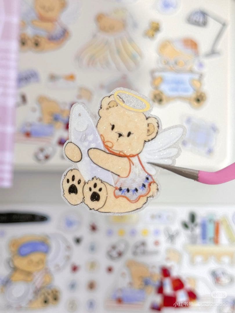 【8453】海外　マステ　5m巻売り　PETラメ加工マスキングテープ　熊