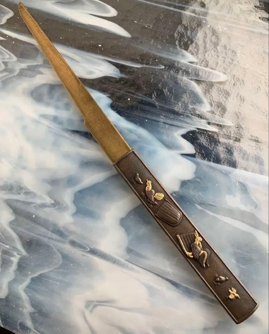 小柄小刀　鶏図小柄袋　刀装具（15cm以下の合法サイズ）