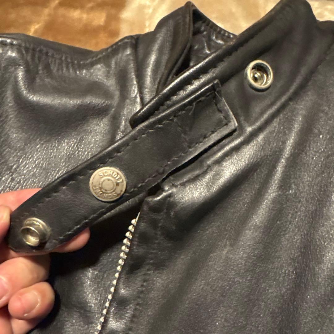 schott ブラックレザージャケット シングルライダース