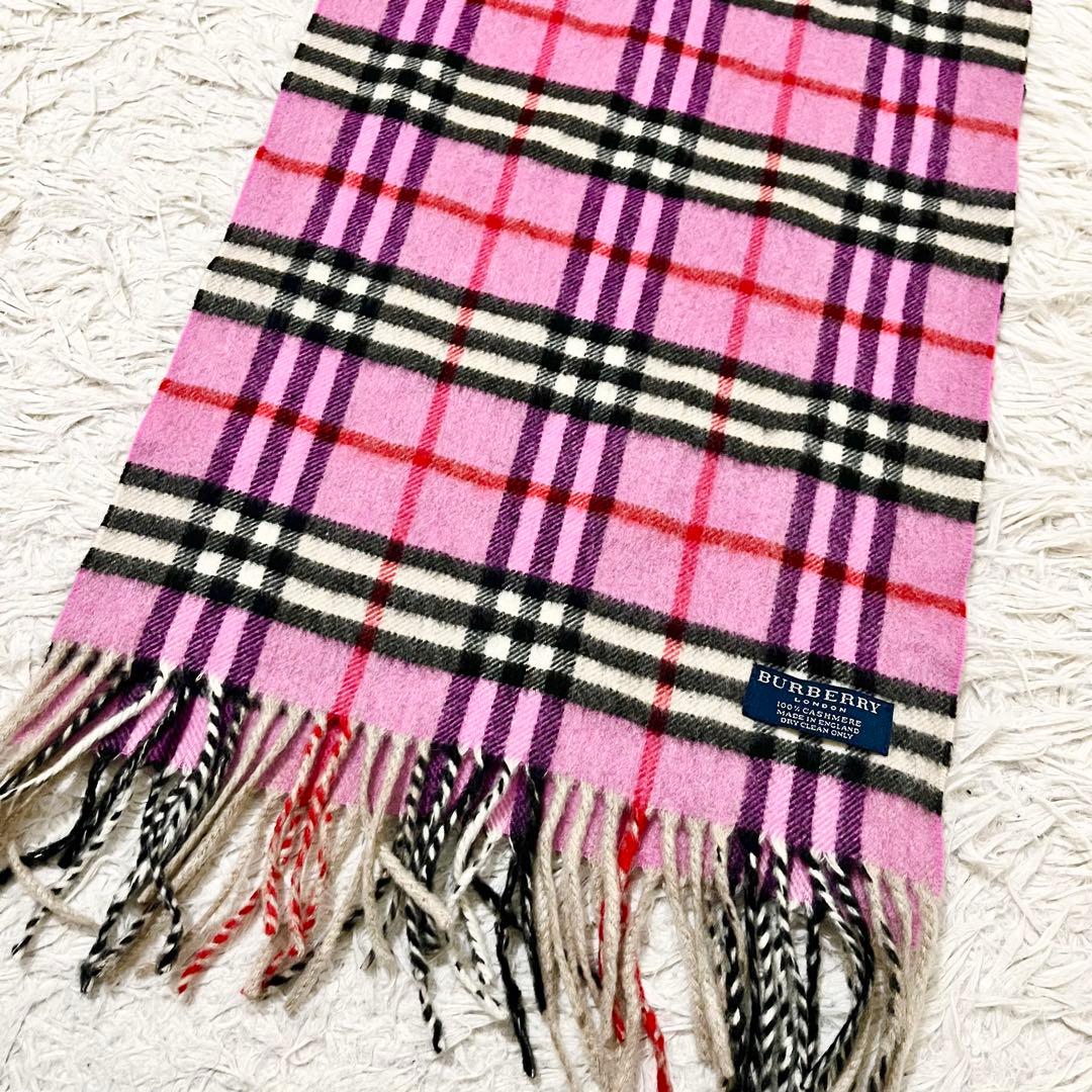 ✨美品✨バーバリーロンドン　マフラー　カシミヤ100%　ノバチェック　ピンク