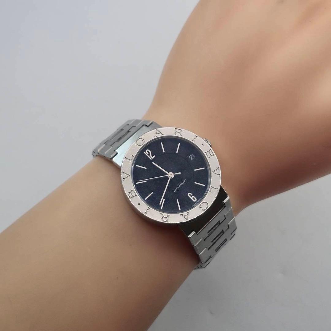 BVLGARI BB33SS 自動巻き　腕時計　メンズ　シルバー　ブラック文字盤