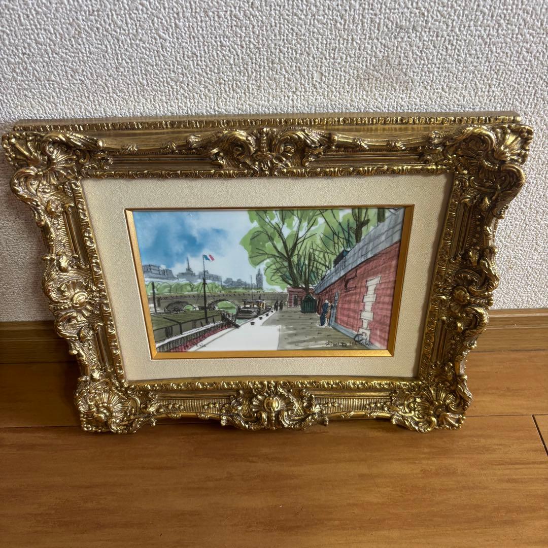 陶板画　額装品　風景　shigehiko ishikawa 鳴海製陶