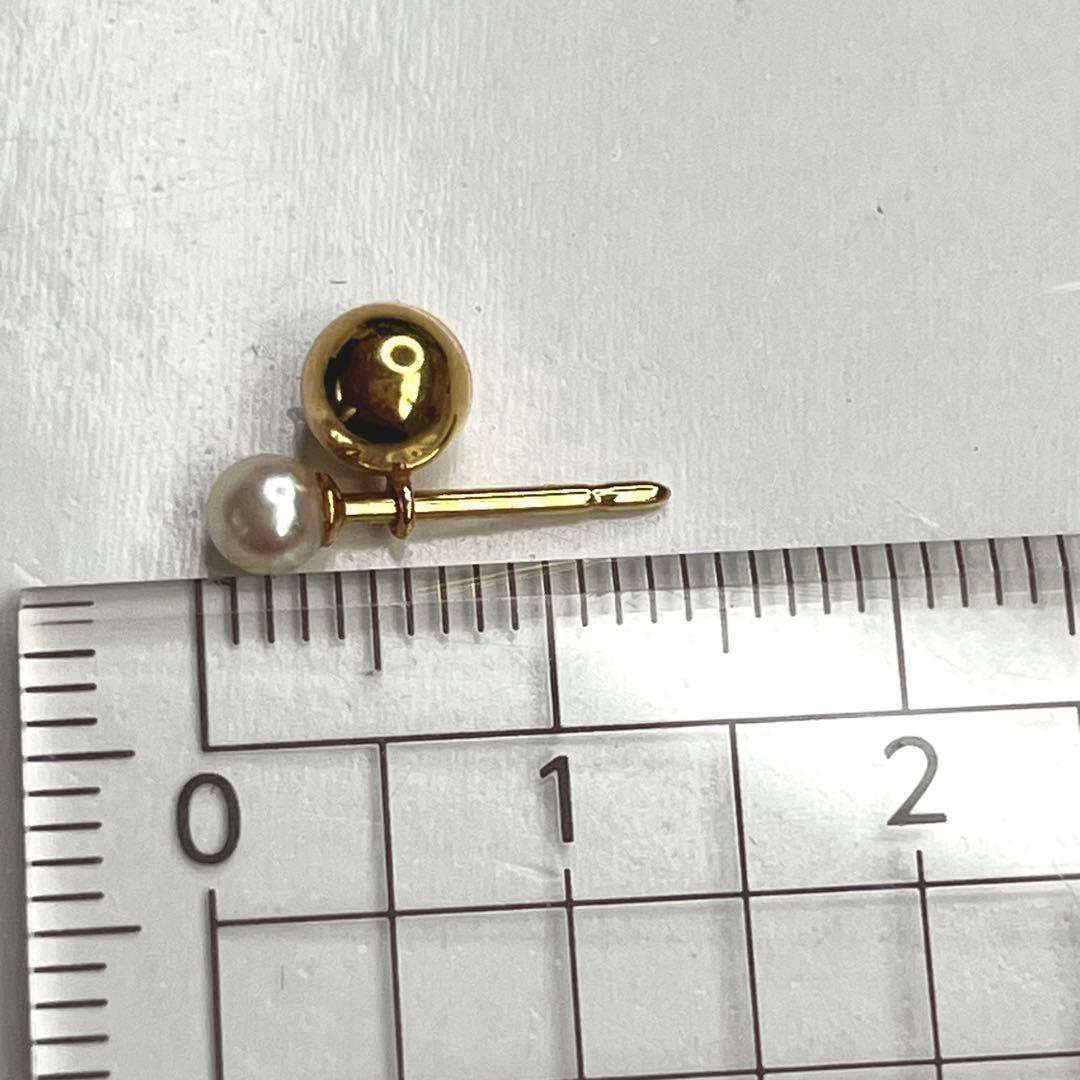 MIKIMOTO ベビーパールピアス　K18 イエローゴールド　ミキモト　箱付