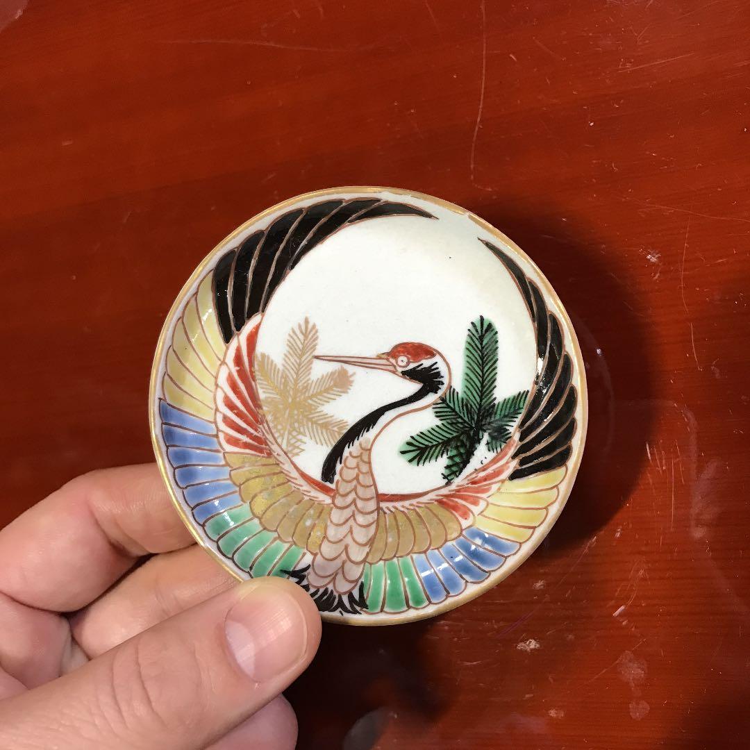 古伊万里色絵豆皿無傷伊万里鶴丸珍品変わり図