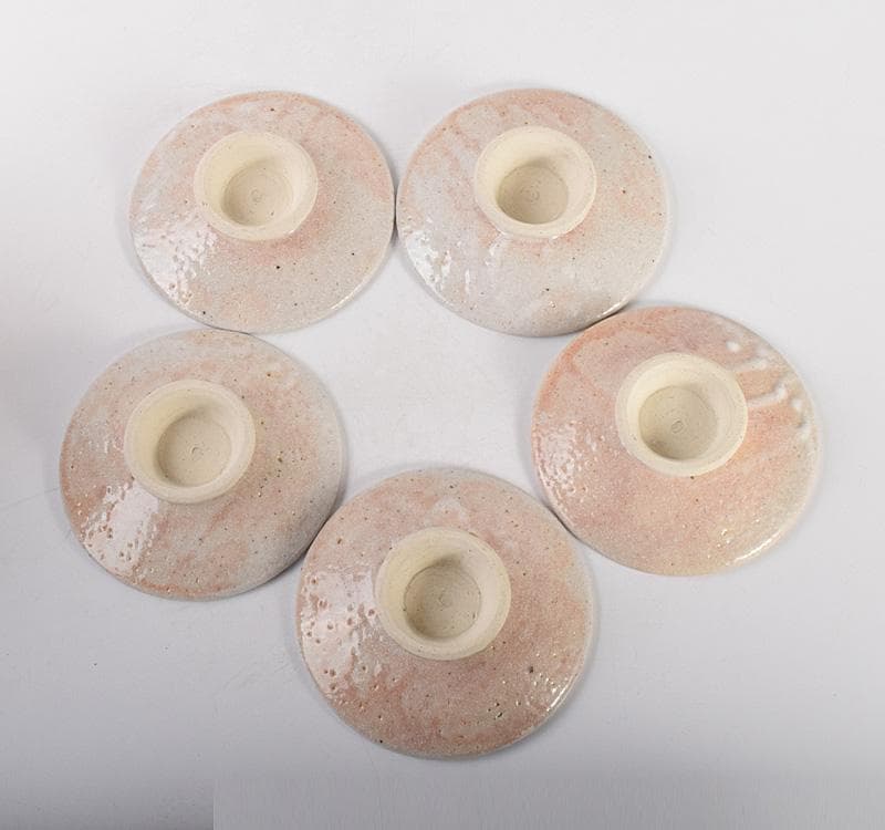 志野焼　加藤春鼎　志野銘々皿　五客　共箱　V　R5015C