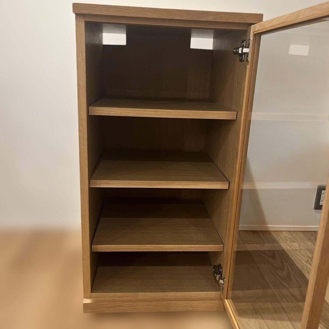 【12/26まで値下げ】無印良品　木製キャビネット　ガラス扉　スリム　オーク