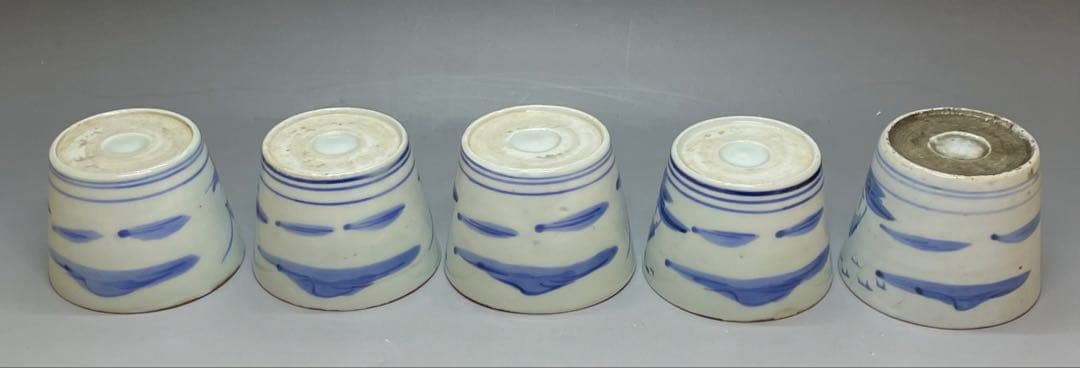 蕎麦猪口　葛家山水図　古伊万里　切込　蛇の目高台　5客　C4011