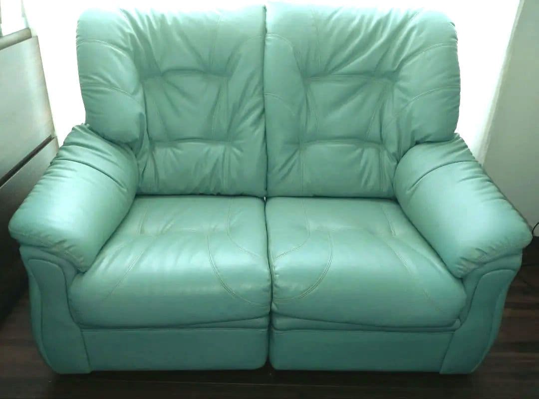 ミントグリーン 2人掛けソファ ハイバックソファ ニコイチ