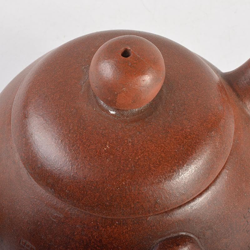 中国　紫砂　朱泥　漢詩布袋像文　急須　茶壷　在銘　N　6667