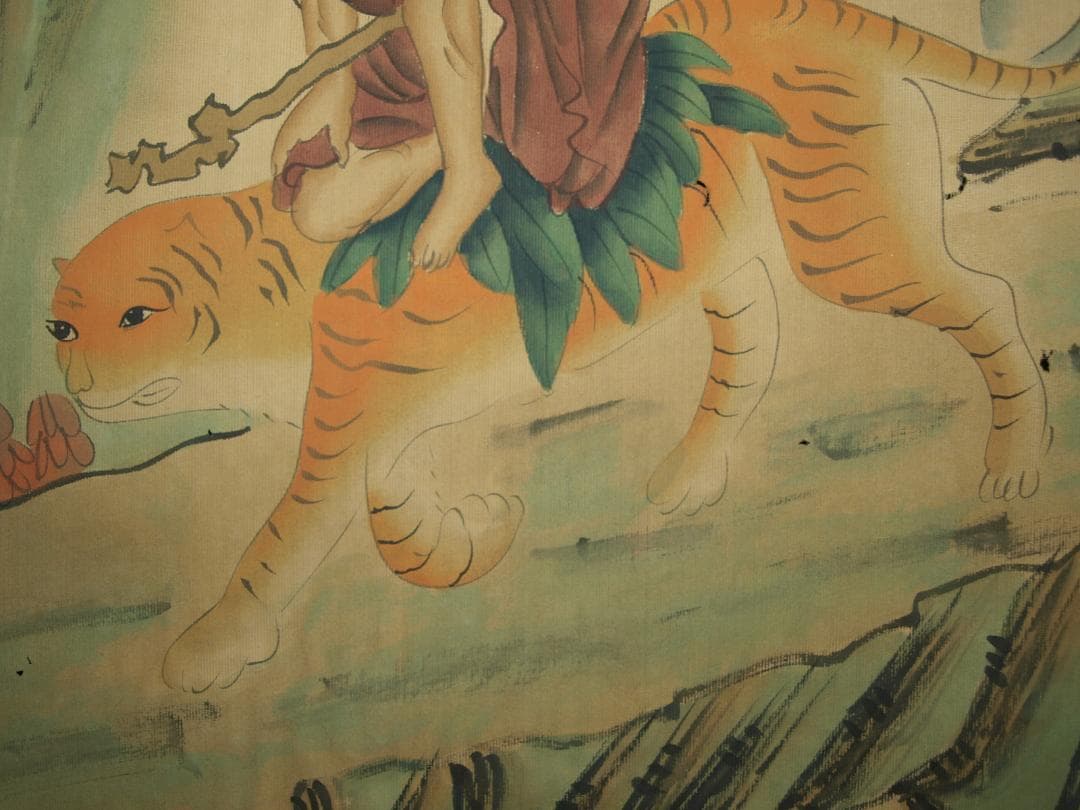 蔵整理品　中国清時代掛け軸　肉筆水彩絵　骨董品　唐物 Z0666A9-2