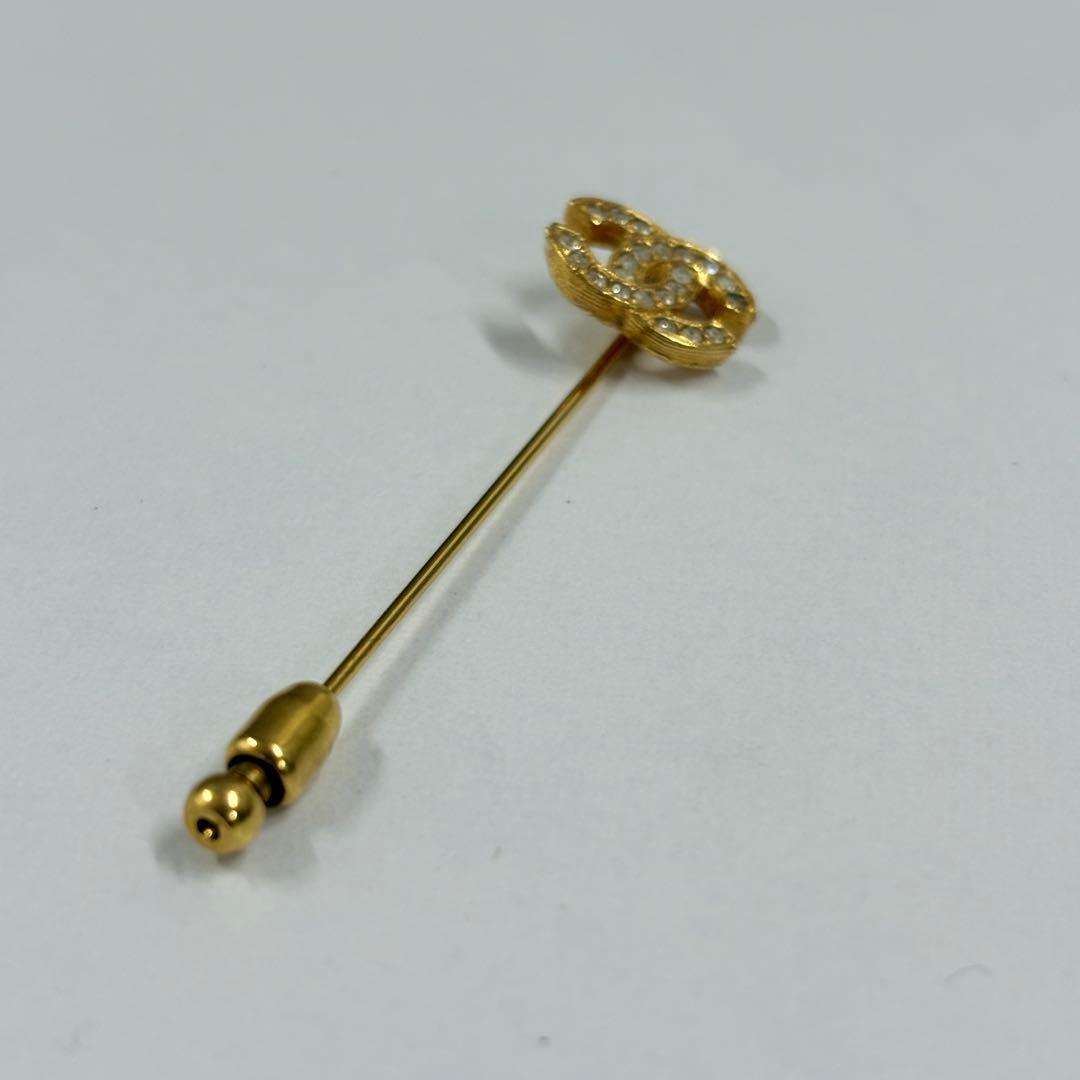 美品 CHANEL シャネル ピンブローチ ココマーク ゴールド ラインストーン