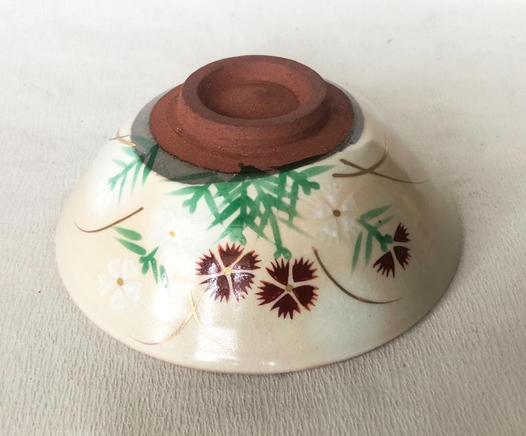 茶道具 抹茶碗 色絵撫子抹茶碗  抹茶茶碗