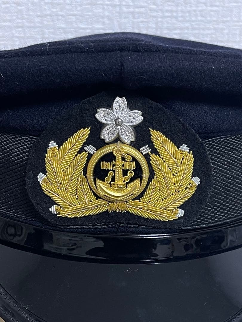 新*線様 大日本帝国海軍 士官軍帽 制帽 58cm 複製品 日覆付 日本軍 未使