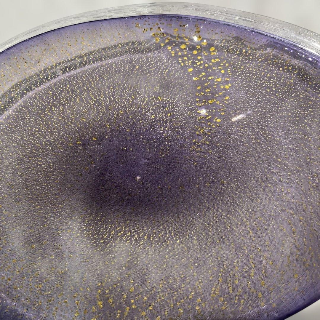 紫色の渦巻き模様ガラス皿