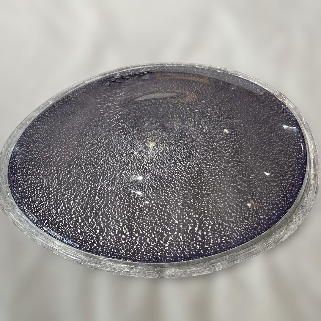 紫色の渦巻き模様ガラス皿