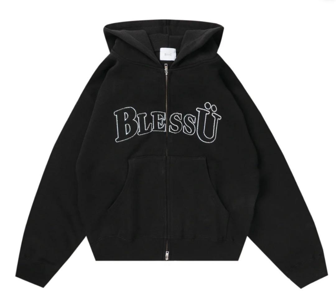 BlessÜ ブラック ジップパーカー　袋、タグ付き 新品未使用