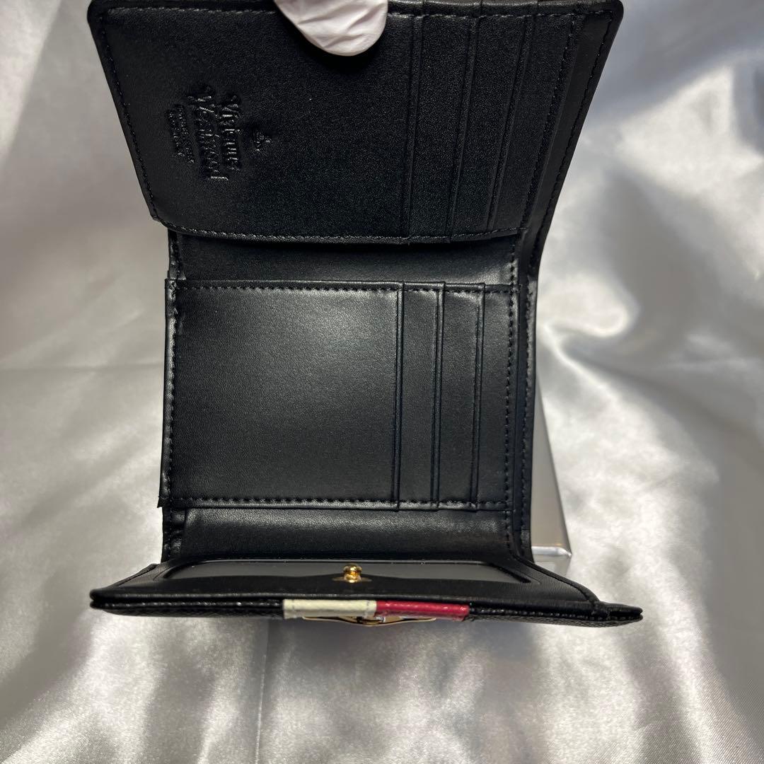 新品 Vivienne Westwood ブラック赤白ライン 三つ折り財布