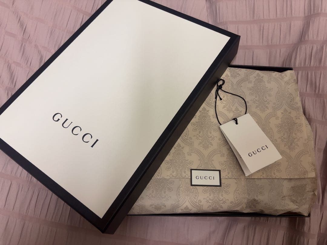 GUCCI GGロゴ マフラー グレー ピンク 190cm
