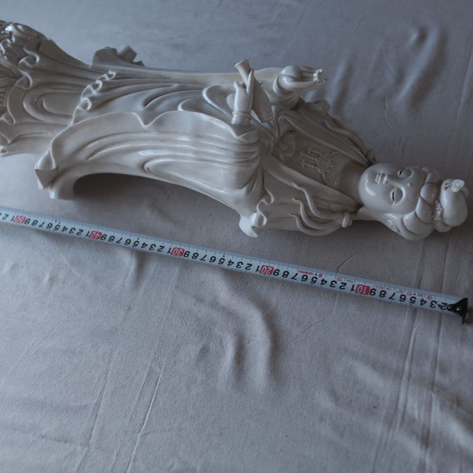 観音像 磁器製 ホワイト 約30cm 白磁 古道具