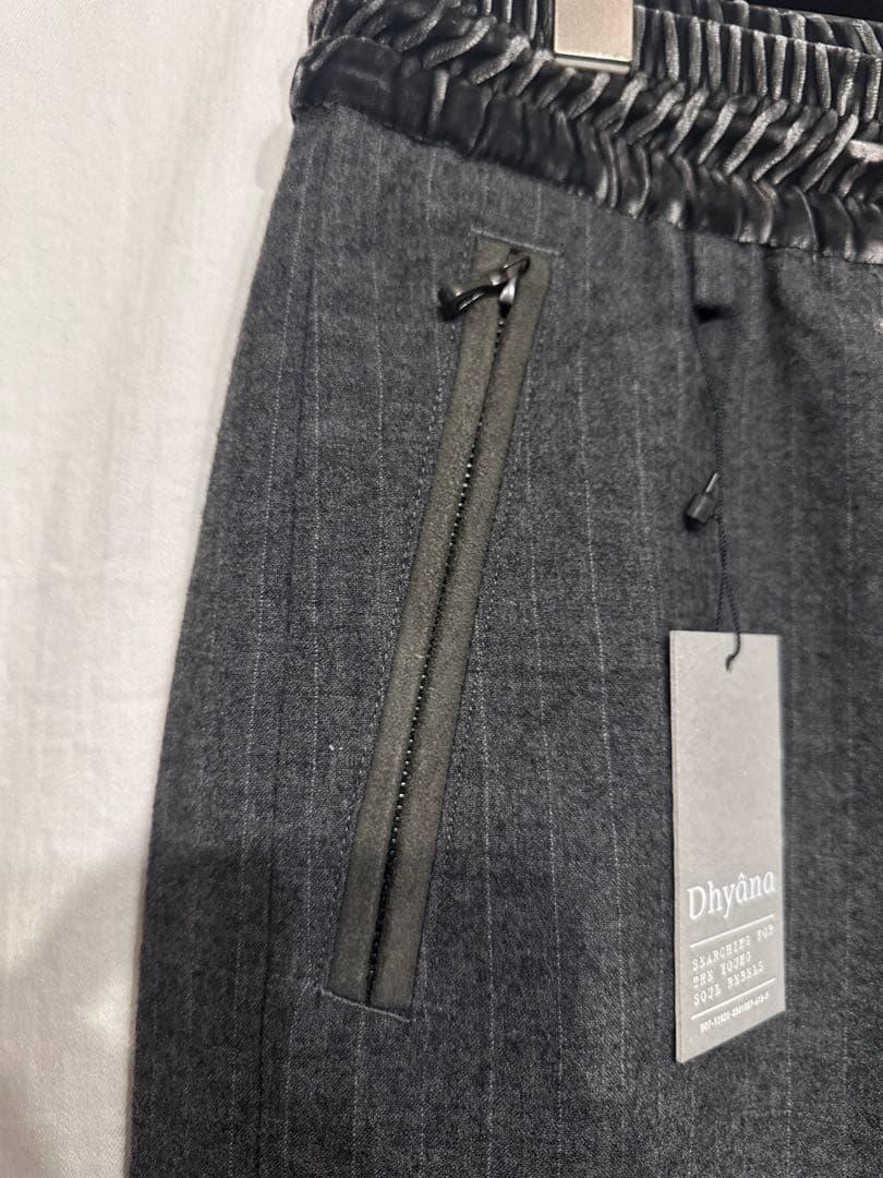 新品Dhyanaウールストライプサルエルリブパンツbacklashバックラッシュ