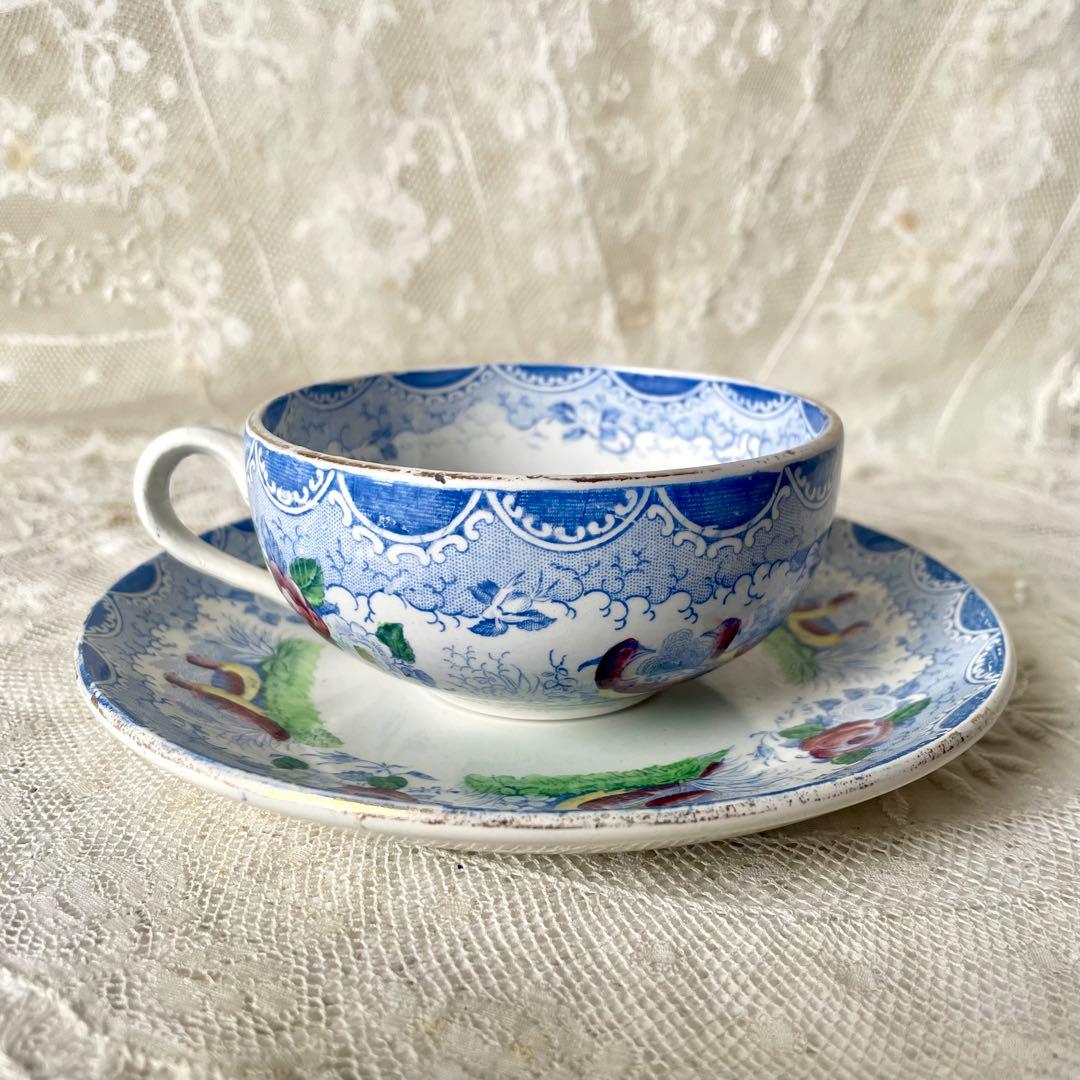 サルグミンヌ　カップ&ソーサー　鳥　バラ　ローズ　C&S フランスアンティーク