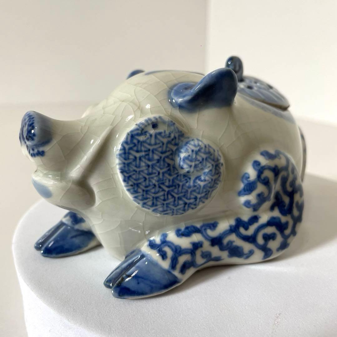 #XG446 古染付・猪型香炉・古染付・伊万里・香炉・骨董・中国古玩