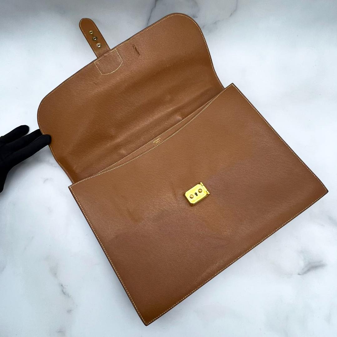 エルメス サックアデペッシュ38 ゴールド クシュベル ブラウン ビジネス 茶