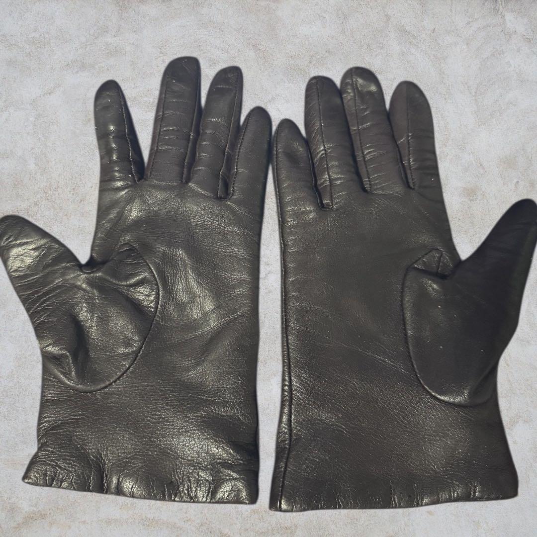 小物 LEATHER CURVED GLOVES BROWN