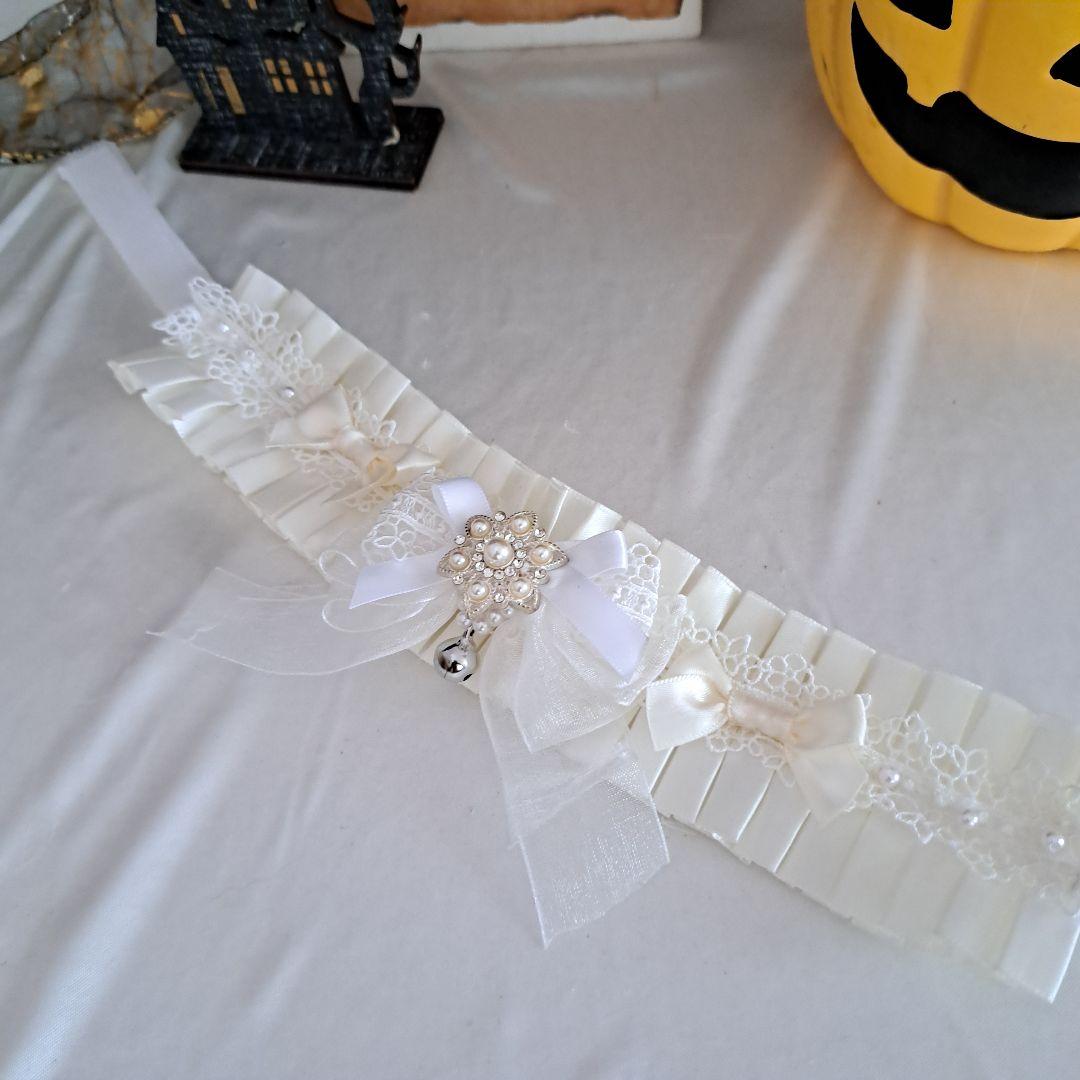 短毛ちゃんにも♥️中世ヨーロッパ風チョーカー(ホワイト①)わんちゃん猫ちゃん用