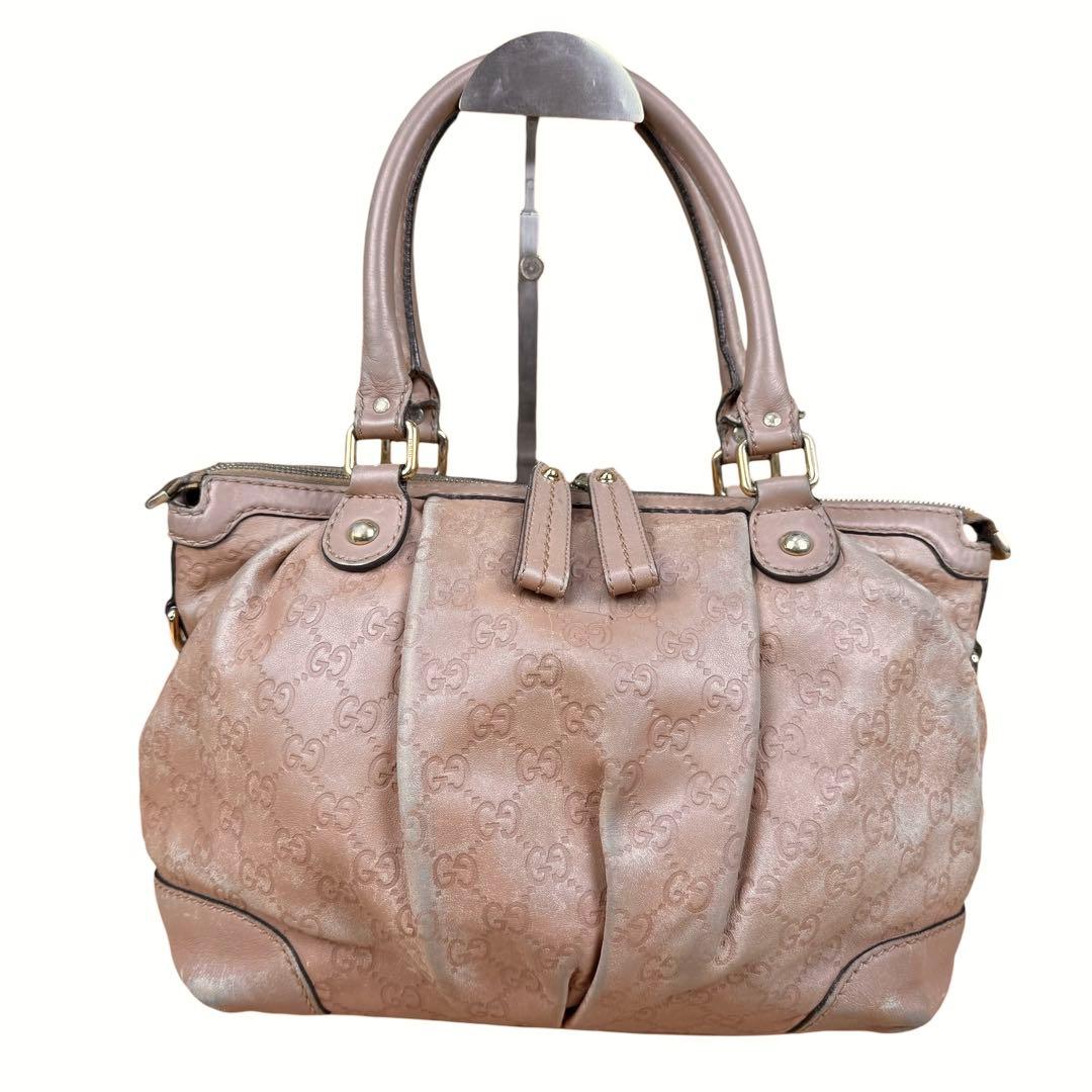GUCCI グッチ スーキー 2WAYトートバッグ ピンク GGエンボス レザー