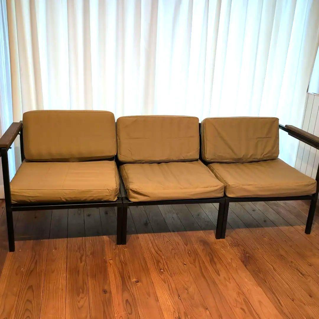 エアグランプソファ３人用　ベージュ×黒　outputlife