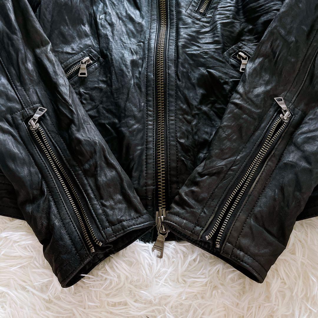 【BURBERRY BLACK LABEL】ライダース 羊革 黒 2way M