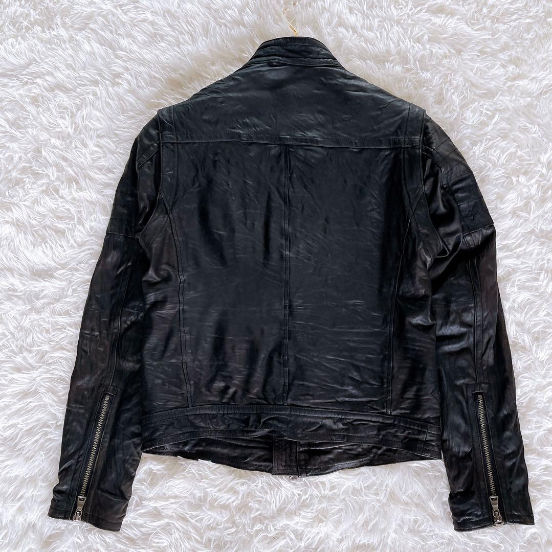 【BURBERRY BLACK LABEL】ライダース 羊革 黒 2way M