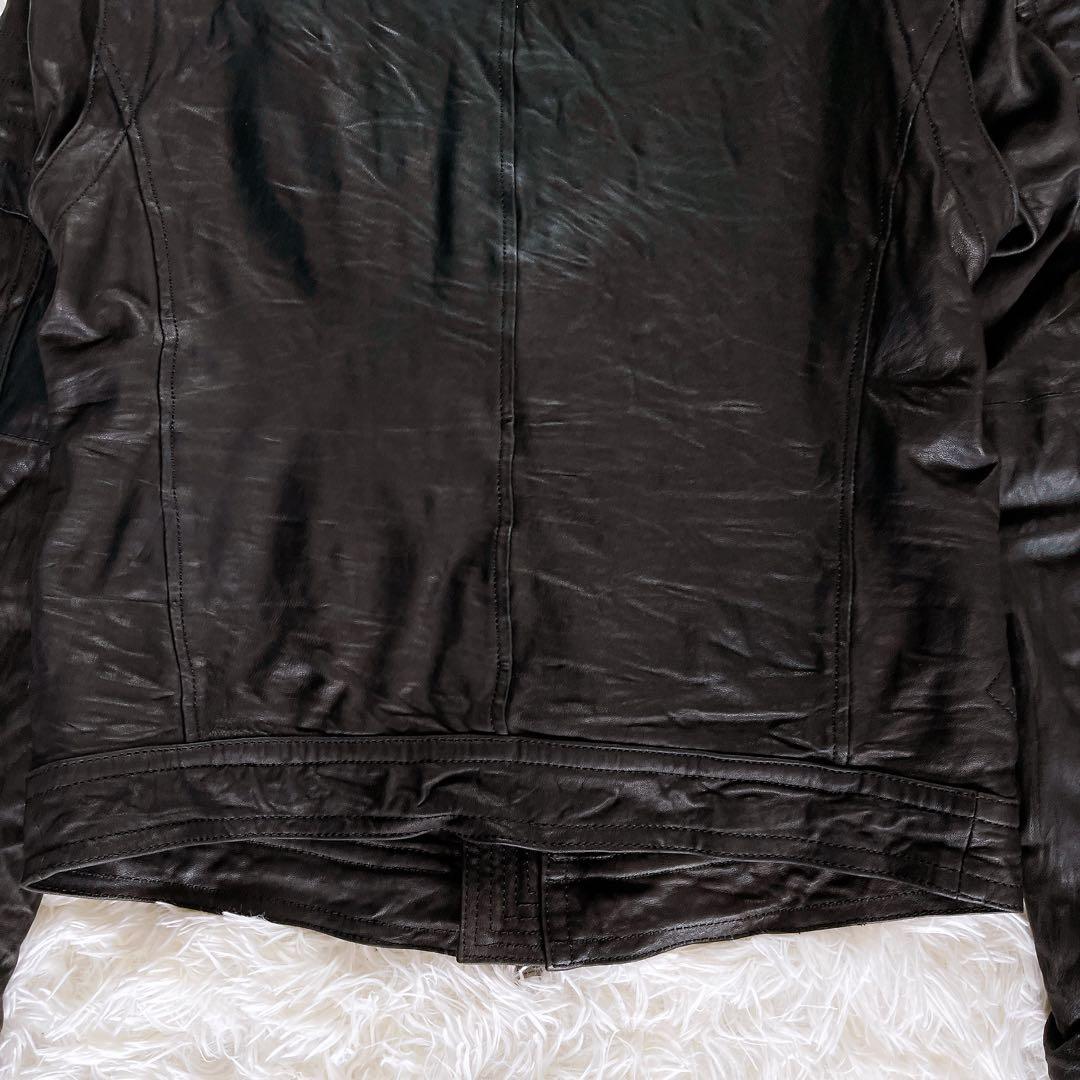 【BURBERRY BLACK LABEL】ライダース 羊革 黒 2way M