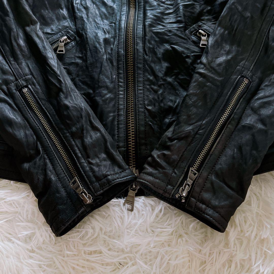 【BURBERRY BLACK LABEL】ライダース 羊革 黒 2way M