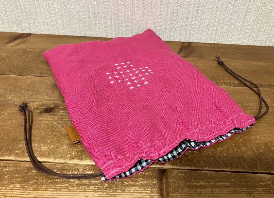 虎猫さま専用 くったりカラーリネン ローズピンク リネン100％ 巾着、ポーチ