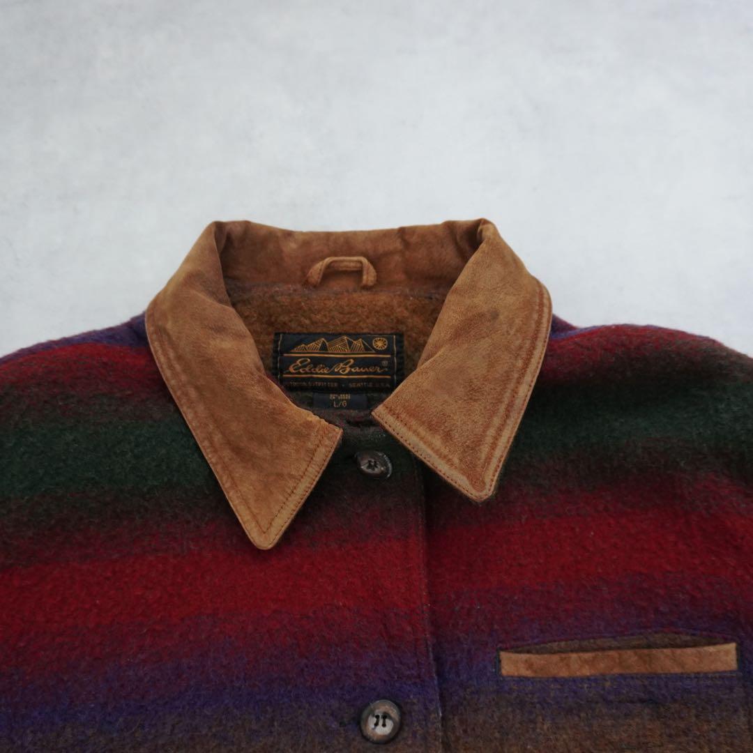 【80s】EddieBauerエディーバウアー ウールブランケットコート黒タグ