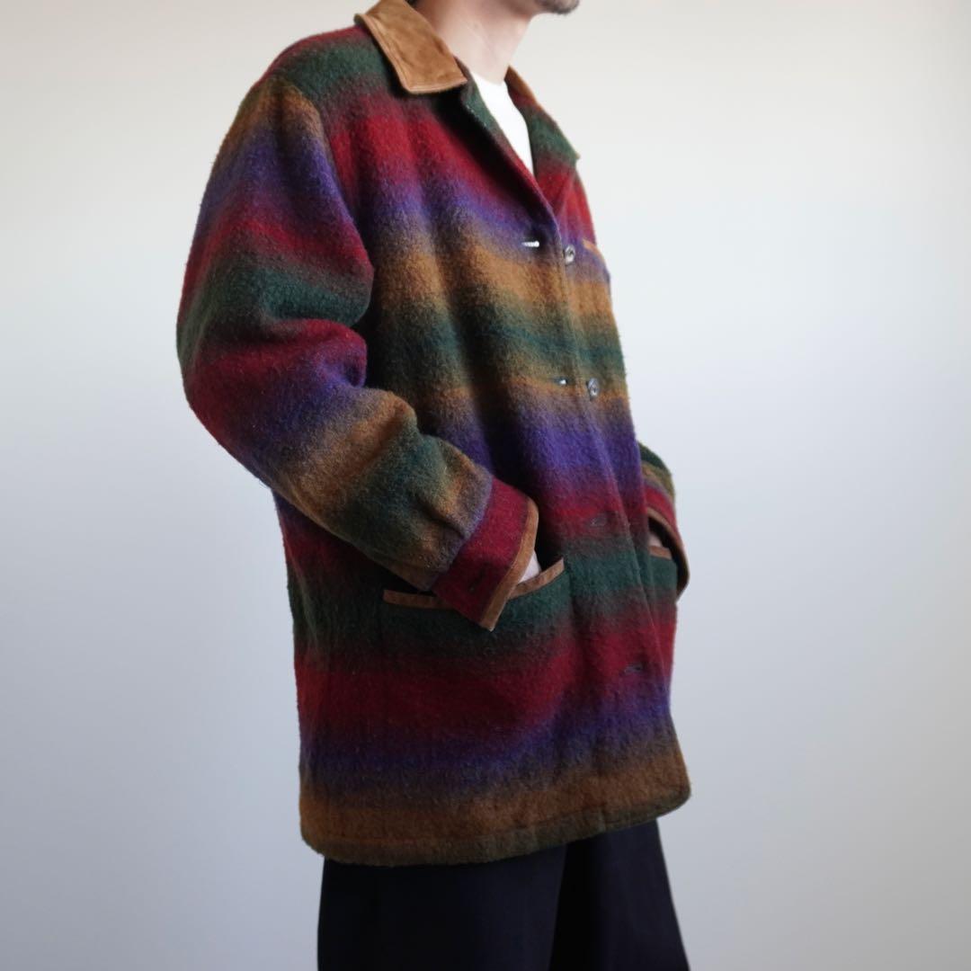 【80s】EddieBauerエディーバウアー ウールブランケットコート黒タグ