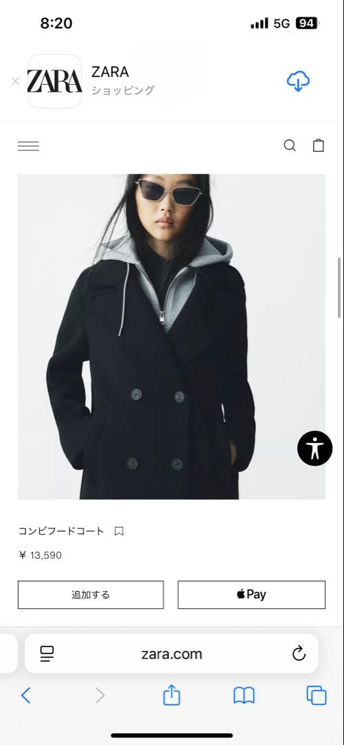 ZARAフード付きコート